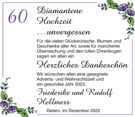 Hochzeitsanzeige von Friederike Hellmers von NWZ