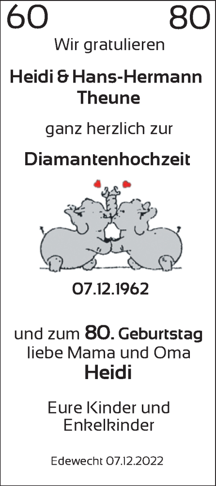Hochzeitsanzeige von Hans-Hermann Theune von NWZ
