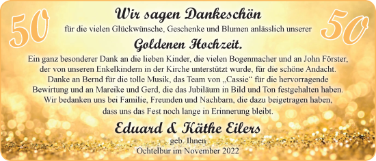 Hochzeitsanzeige von Käthe Eilers von EZ