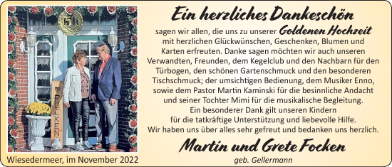 Hochzeitsanzeige von Martin Focken von EZ