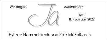 Hochzeitsanzeige von Eyleen Hummelbeck von NWZ