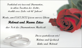 Hochzeitsanzeige von Helmut Letas von EZ