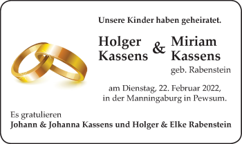 Hochzeitsanzeige von Holger Kassens von EZ