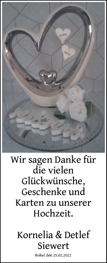Hochzeitsanzeige von Kornelia Siewert von NWZ