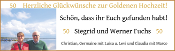 Hochzeitsanzeige von Siegrid Fuchs von NWZ