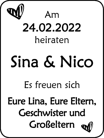 Hochzeitsanzeige von Sina  von EZ