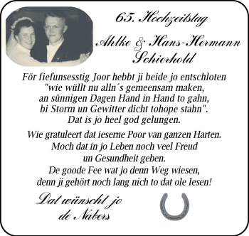 Hochzeitsanzeige von Ahlke Schierhold von NWZ