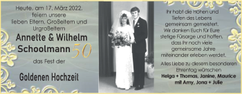 Hochzeitsanzeige von Annette Schoolmann von EZ
