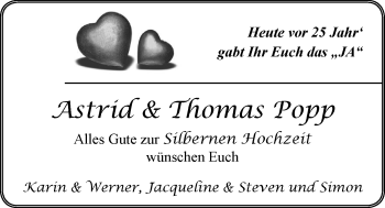 Hochzeitsanzeige von Astrid Popp von EZ