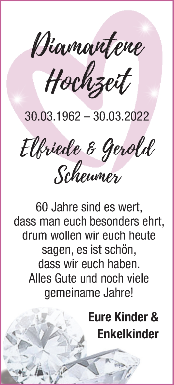 Hochzeitsanzeige von Elfriede Scheumer von NWZ