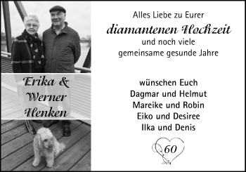 Hochzeitsanzeige von Erika Henken von NWZ