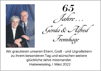 Hochzeitsanzeige von Gerda Fromhage von NWZ
