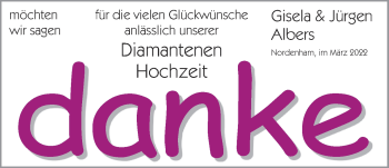 Hochzeitsanzeige von Gisela Albers von NWZ