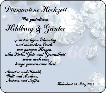Hochzeitsanzeige von Hildburg Wilke von NWZ