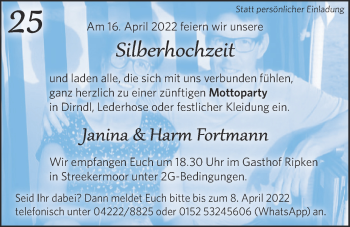 Hochzeitsanzeige von Janina Fortmann von NWZ