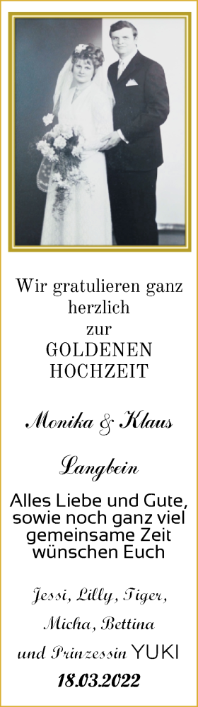 Hochzeitsanzeige von Monika Langbein von EZ
