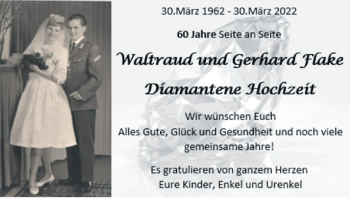 Hochzeitsanzeige von Waltraud Flake von NWZ