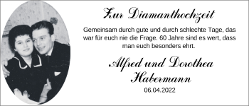Hochzeitsanzeige von Alfred Habermann von NWZ