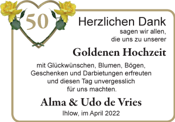 Hochzeitsanzeige von Alma de Vries von EZ