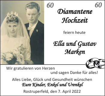 Hochzeitsanzeige von Ella Marken von NWZ