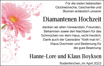 Hochzeitsanzeige von Hanne-Lore Klaus von NWZ