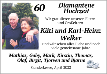 Hochzeitsanzeige von Käti Welker von NWZ
