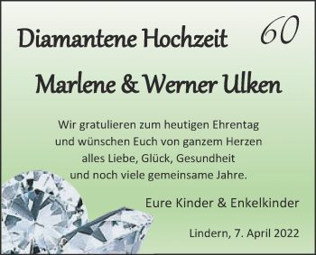 Hochzeitsanzeige von Marlene Ulken von NWZ