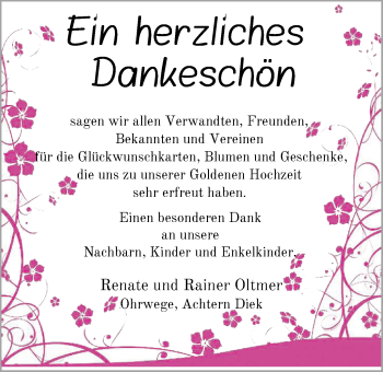 Hochzeitsanzeige von Rainer Oltmer von NWZ