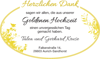 Hochzeitsanzeige von Talea Kruse von EZ