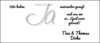 Hochzeitsanzeige von Tina Dirks von EZ