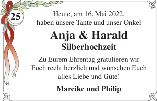 Hochzeitsanzeige von Anja  von NWZ