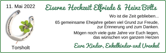 Hochzeitsanzeige von Elfriede Bölts von NWZ