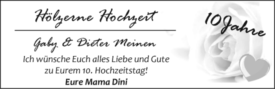 Hochzeitsanzeige von Gaby Meinen von EZ