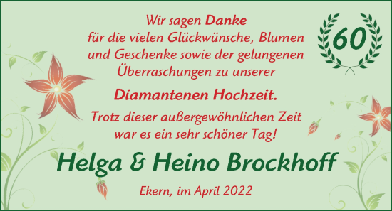 Hochzeitsanzeige von Helga Brockhoff von NWZ