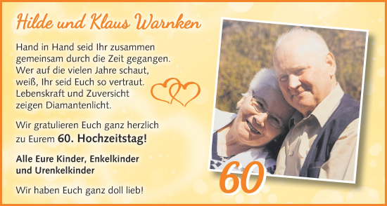 Hochzeitsanzeige von Hilde Warnken von NWZ