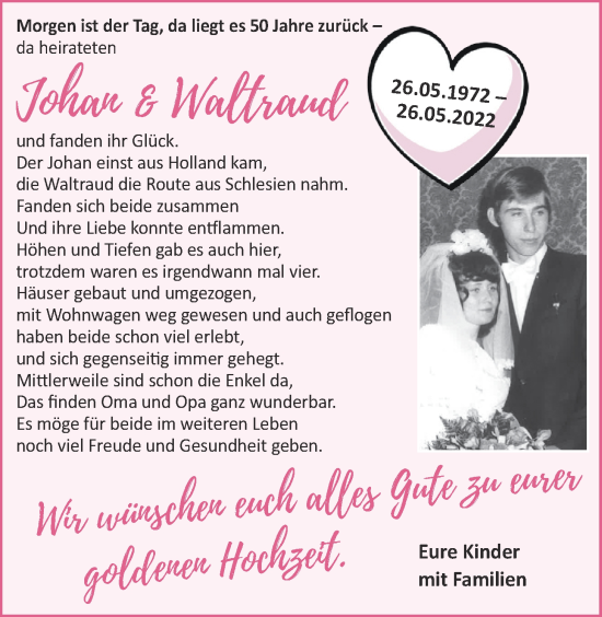 Hochzeitsanzeige von Johan  von NWZ