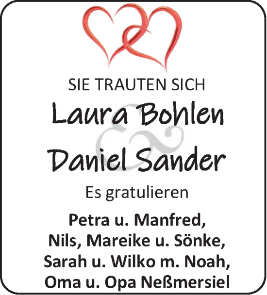 Hochzeitsanzeige von Laura Bohlen von EZ