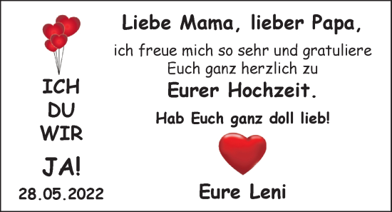 Hochzeitsanzeige von Mama  von NWZ