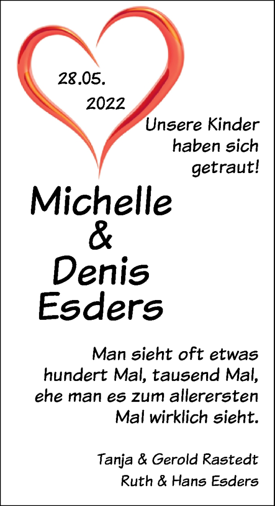 Hochzeitsanzeige von Michelle Esders von NWZ