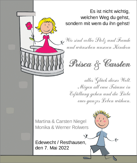 Hochzeitsanzeige von Prisca Niegel von NWZ
