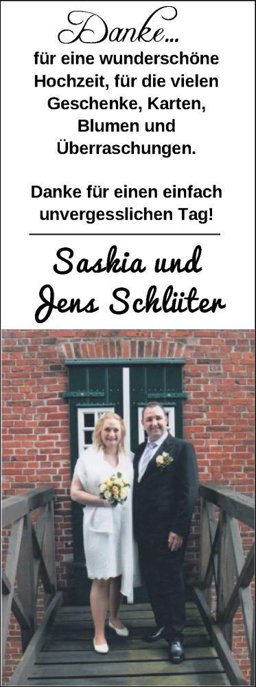Hochzeitsanzeige von Saskia Schlüter von NWZ