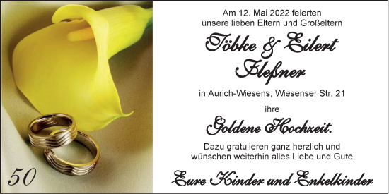 Hochzeitsanzeige von Töbke Fleßner von EZ