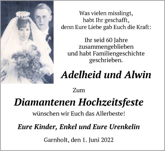 Hochzeitsanzeige von Adelheid Gertjegerdes von NWZ