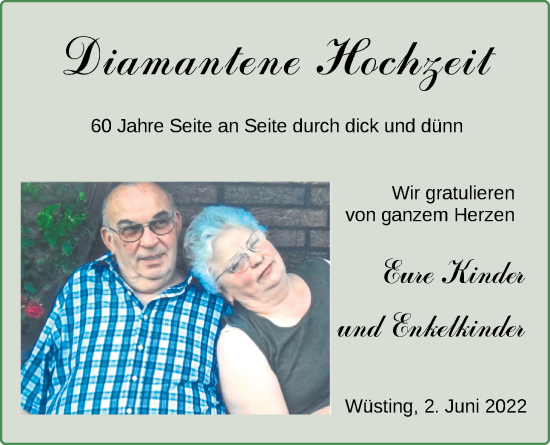 Hochzeitsanzeige von Andreas de Vries von NWZ