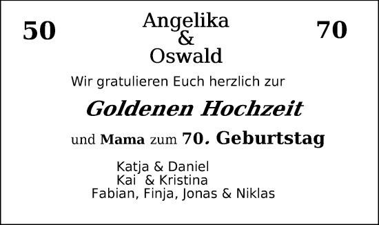 Hochzeitsanzeige von Angelika Kaiser von NWZ
