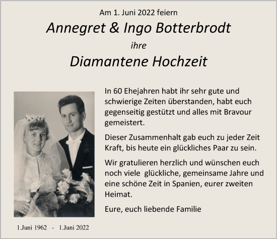 Hochzeitsanzeige von Annegret Botterbrodt von NWZ