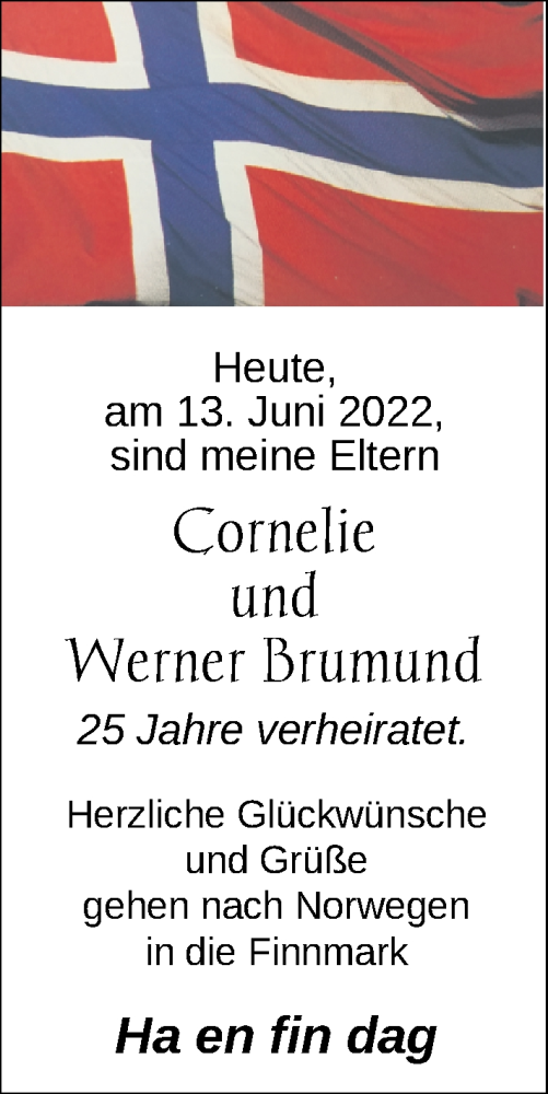 Hochzeitsanzeige von Cornelie Brumund von NWZ