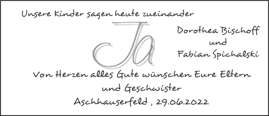 Hochzeitsanzeige von Dorothea Bischoff von NWZ