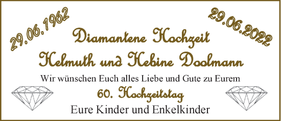 Hochzeitsanzeige von Helmuth Doolmann von EZ
