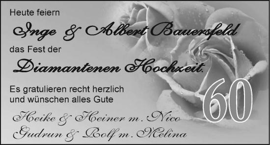 Hochzeitsanzeige von Inge Bauersfeld von EZ
